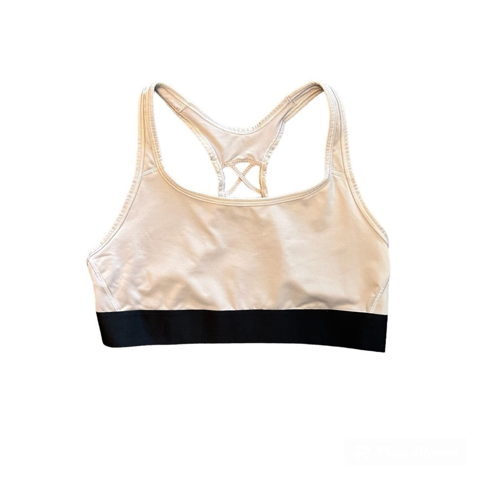 Victoria sport light gray and black open back sports bra size large